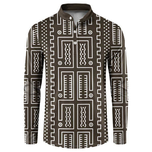 Mali Mud Cloth Button Sweatshirt Bogolanfini Pattern