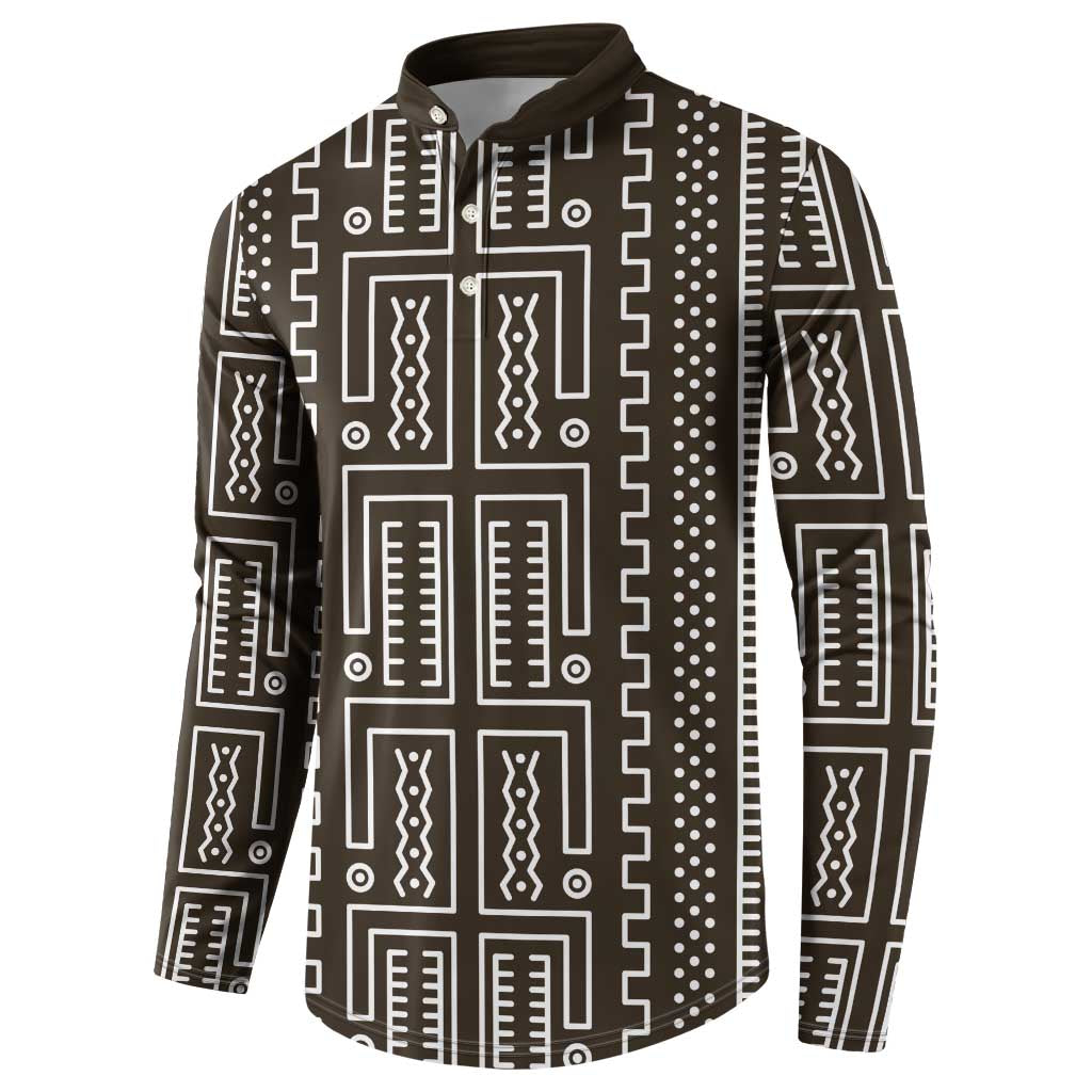 Mali Mud Cloth Button Sweatshirt Bogolanfini Pattern