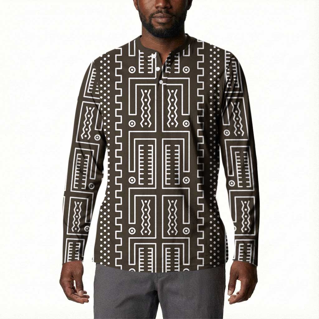 Mali Mud Cloth Button Sweatshirt Bogolanfini Pattern