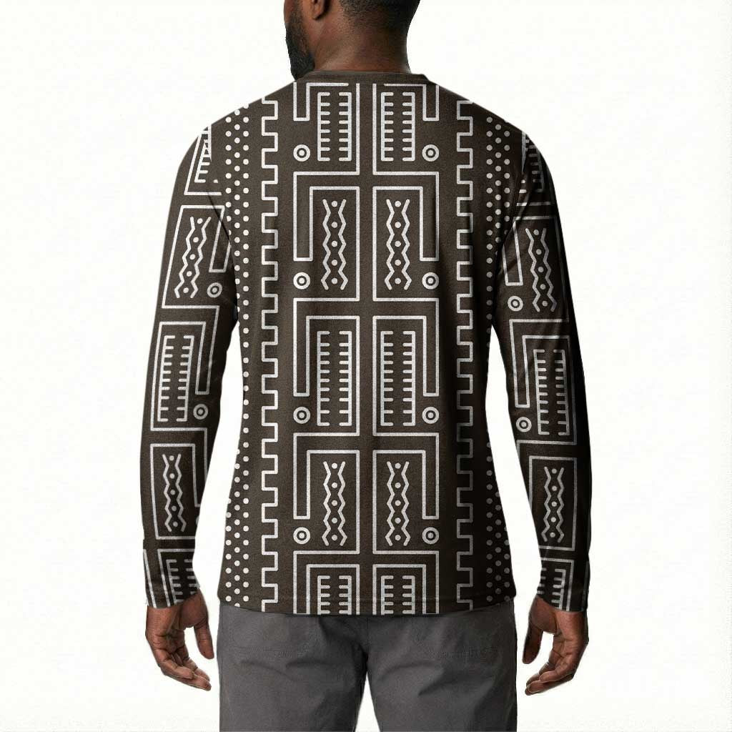 Mali Mud Cloth Button Sweatshirt Bogolanfini Pattern