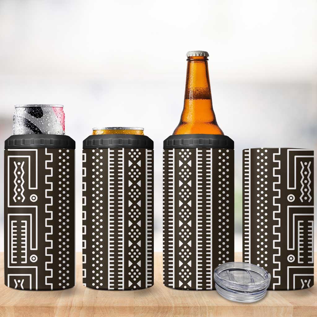 Mali Mud Cloth Bogolanfini Pattern 4 in 1 Can Cooler Tumbler - African Pride