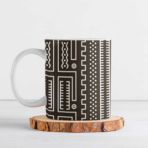 Mali Mud Cloth Ceramic Mug Bogolanfini Pattern