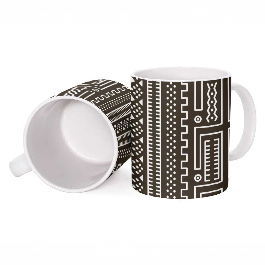 Mali Mud Cloth Ceramic Mug Bogolanfini Pattern