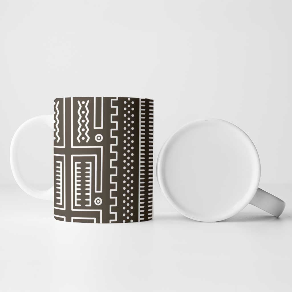 Mali Mud Cloth Ceramic Mug Bogolanfini Pattern