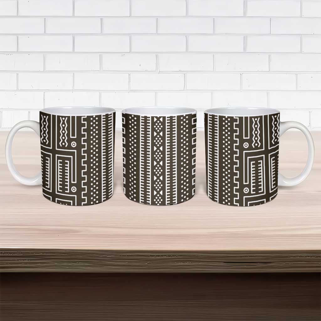 Mali Mud Cloth Ceramic Mug Bogolanfini Pattern