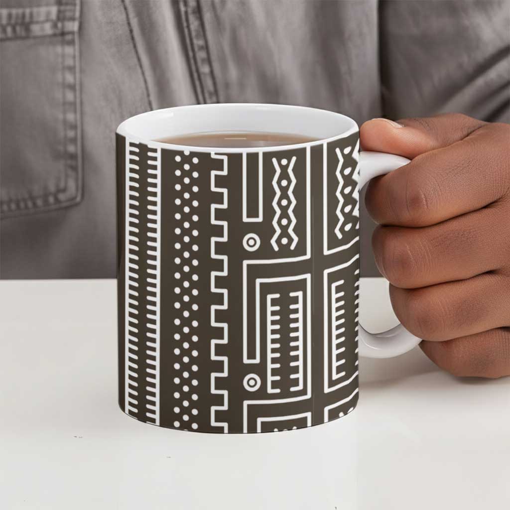 Mali Mud Cloth Ceramic Mug Bogolanfini Pattern