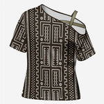 Mali Mud Cloth Cross Shoulder Shirt Bogolanfini Pattern