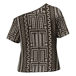 Mali Mud Cloth Cross Shoulder Shirt Bogolanfini Pattern