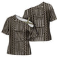 Mali Mud Cloth Cross Shoulder Shirt Bogolanfini Pattern