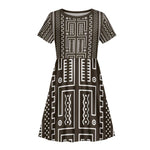 Mali Mud Cloth Bogolanfini Pattern Kid Short Sleeve Dress - African Pride