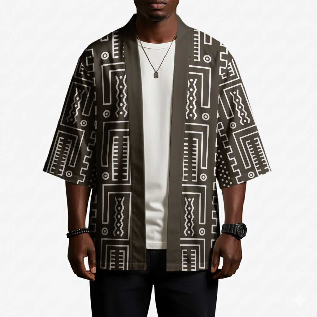 Mali Mud Cloth Kimono Bogolanfini Pattern