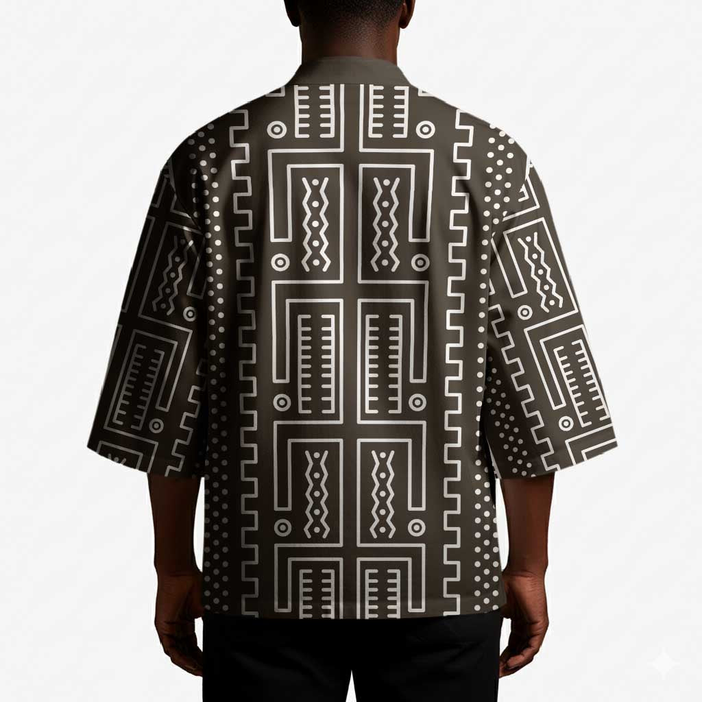 Mali Mud Cloth Kimono Bogolanfini Pattern