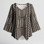 Mali Mud Cloth Kimono Sleeve Blouse Bogolanfini Pattern