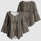 Mali Mud Cloth Kimono Sleeve Blouse Bogolanfini Pattern