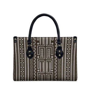 Mali Mud Cloth Leather Bag Bogolanfini Pattern