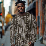 Mali Mud Cloth Bogolanfini Pattern Long Sleeve Shirt - African Pride