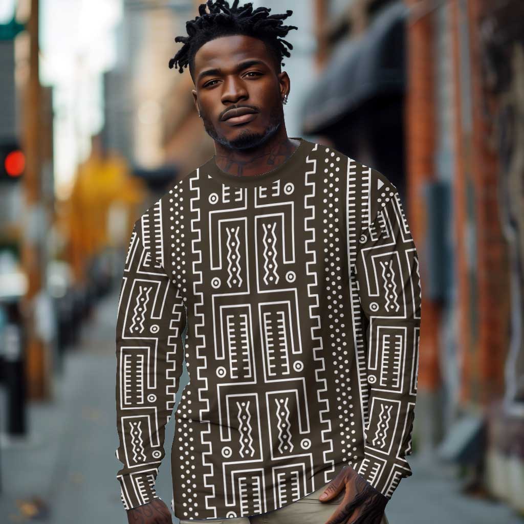 Mali Mud Cloth Bogolanfini Pattern Long Sleeve Shirt - African Pride