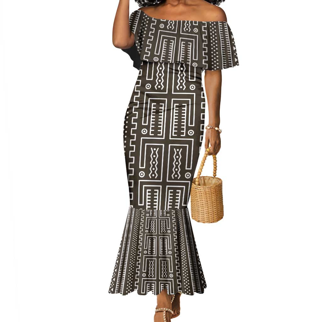 Mali Mud Cloth Bogolanfini Pattern Mermaid Dress - African Pride