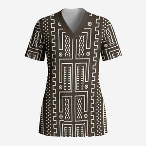 Mali Mud Cloth Bogolanfini Pattern Scrub Top - African Pride