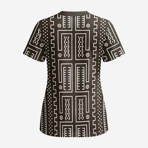 Mali Mud Cloth Bogolanfini Pattern Scrub Top - African Pride