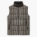 Mali Mud Cloth Sleeveless Puffer Jacket Bogolanfini Pattern