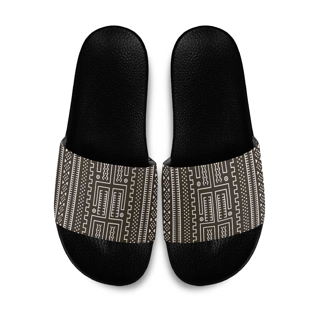 Mali Mud Cloth Slide Sandals Bogolanfini Pattern