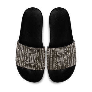 Mali Mud Cloth Slide Sandals Bogolanfini Pattern