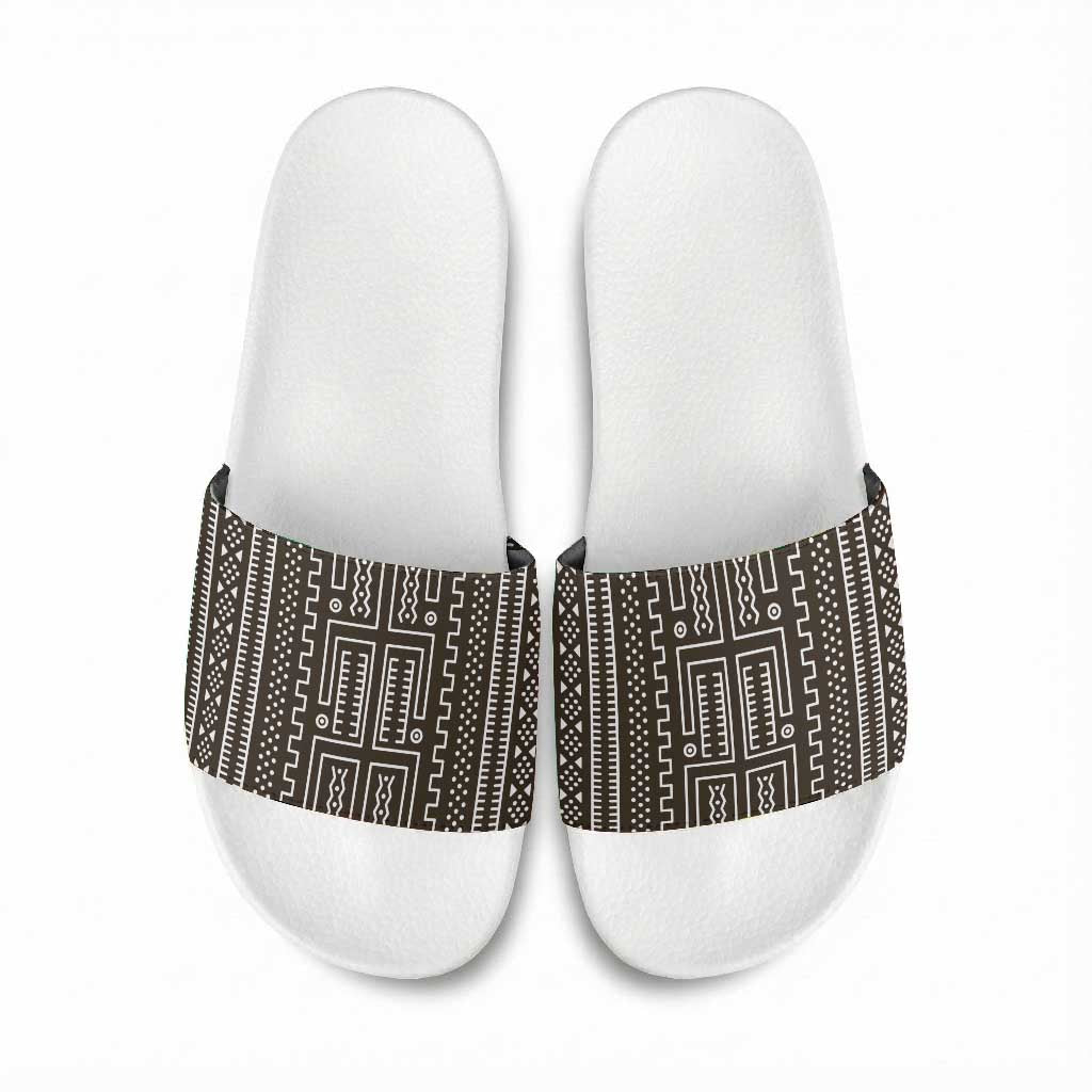 Mali Mud Cloth Slide Sandals Bogolanfini Pattern