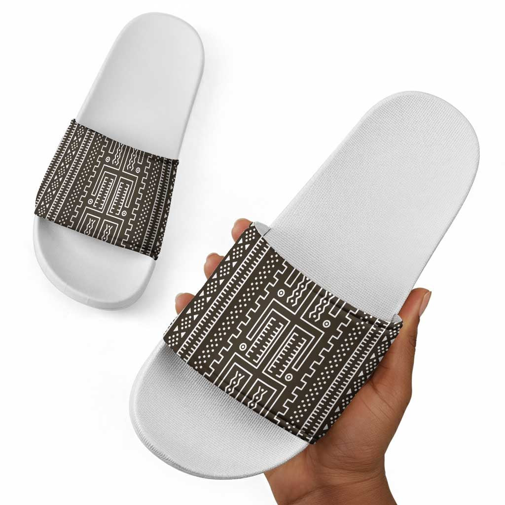 Mali Mud Cloth Slide Sandals Bogolanfini Pattern