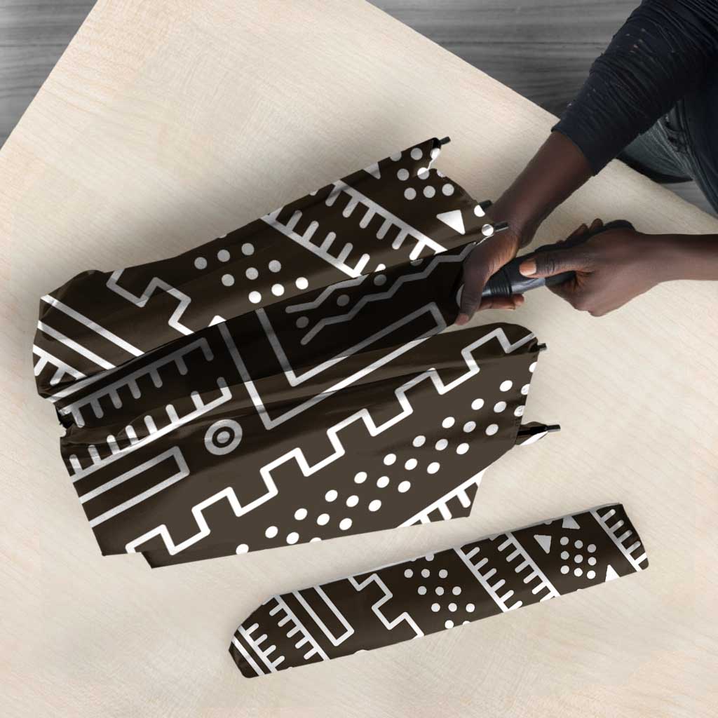 Mali Mud Cloth Umbrella Bogolanfini Pattern