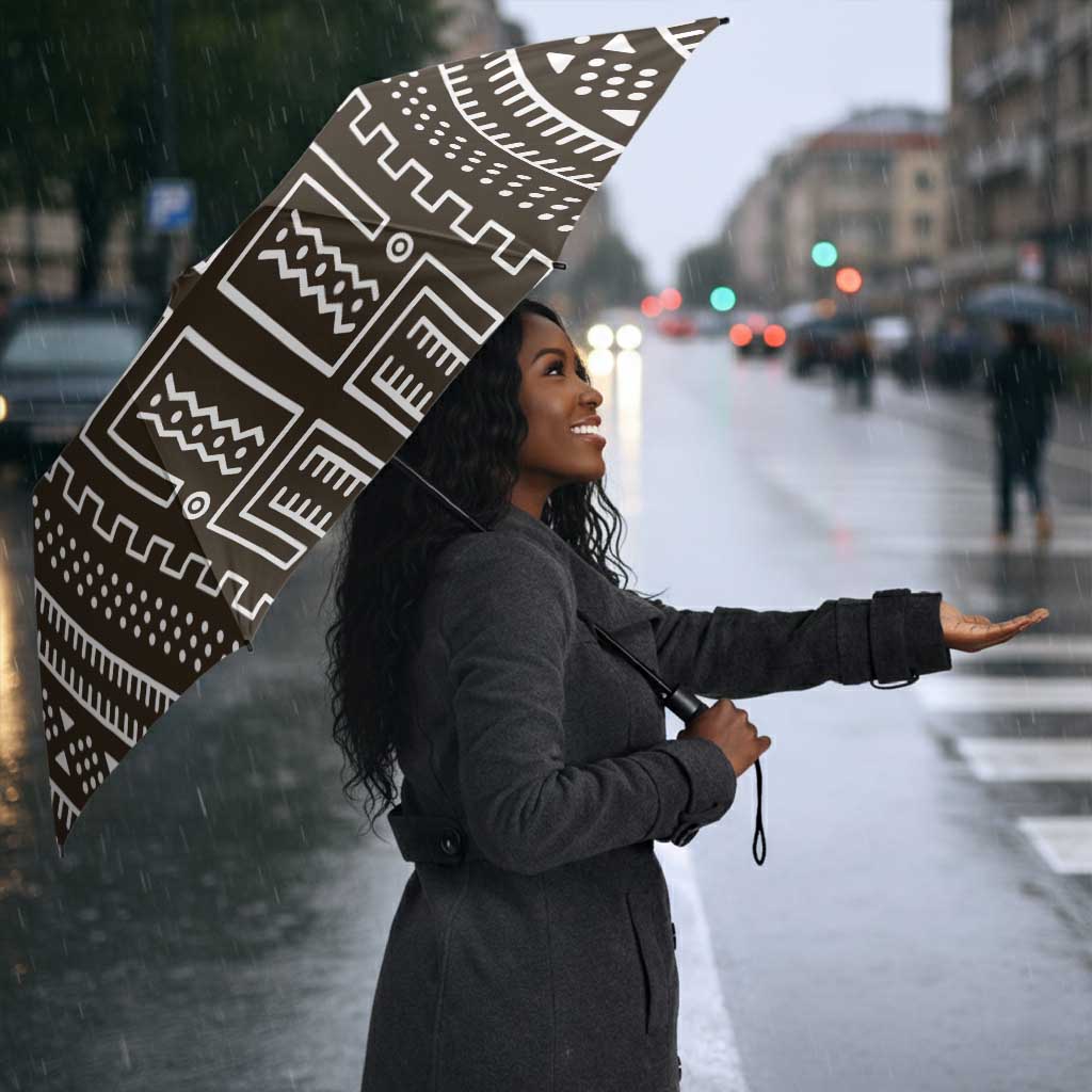Mali Mud Cloth Umbrella Bogolanfini Pattern