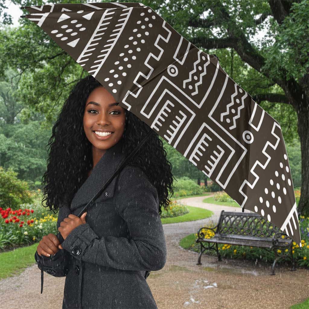 Mali Mud Cloth Umbrella Bogolanfini Pattern