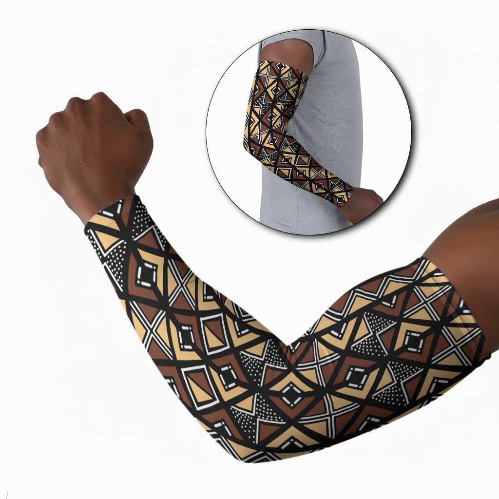 Mali Mud Cloth Legacy Pattern Arm Sleeves Ethnic Geometry Style