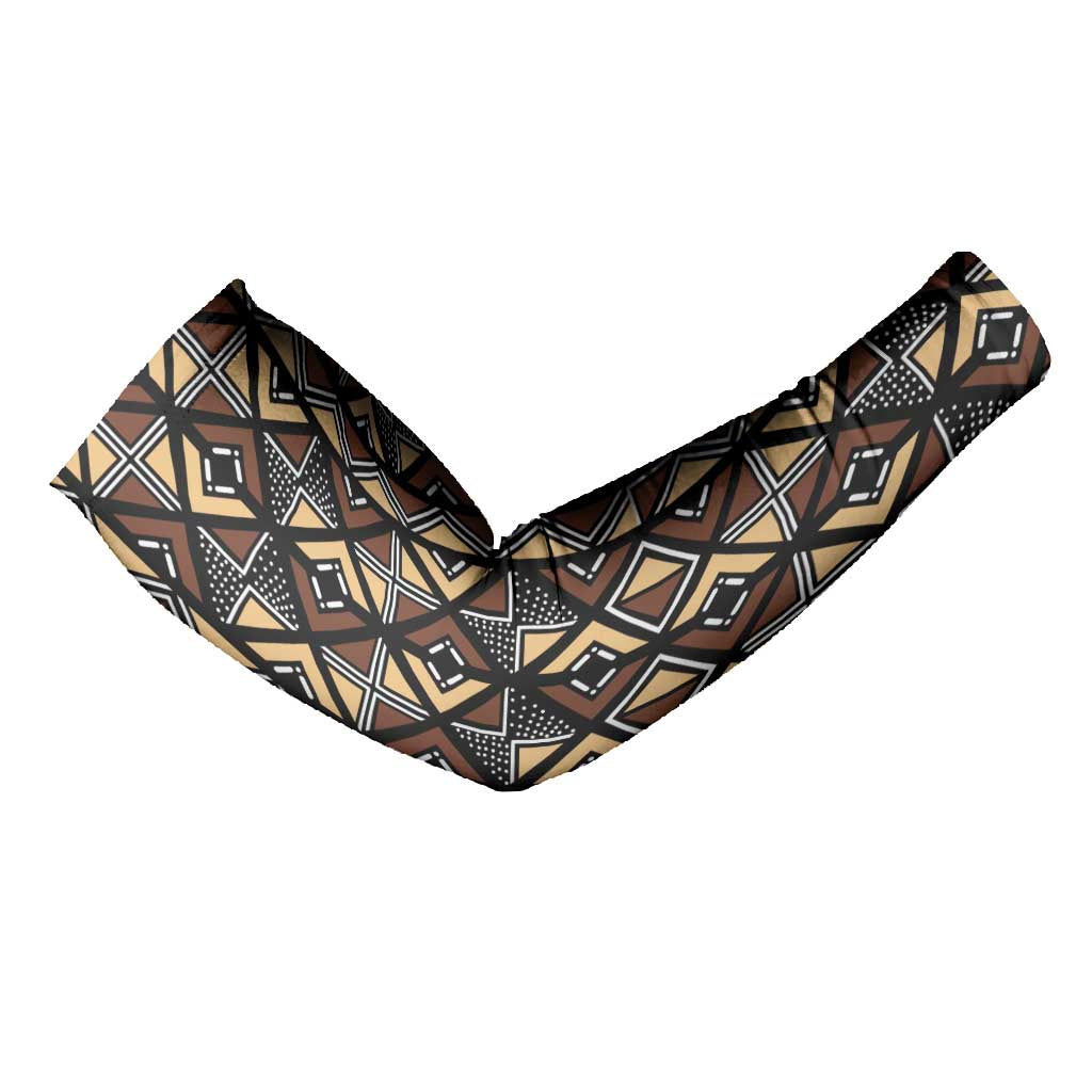 Mali Mud Cloth Legacy Pattern Arm Sleeves Ethnic Geometry Style