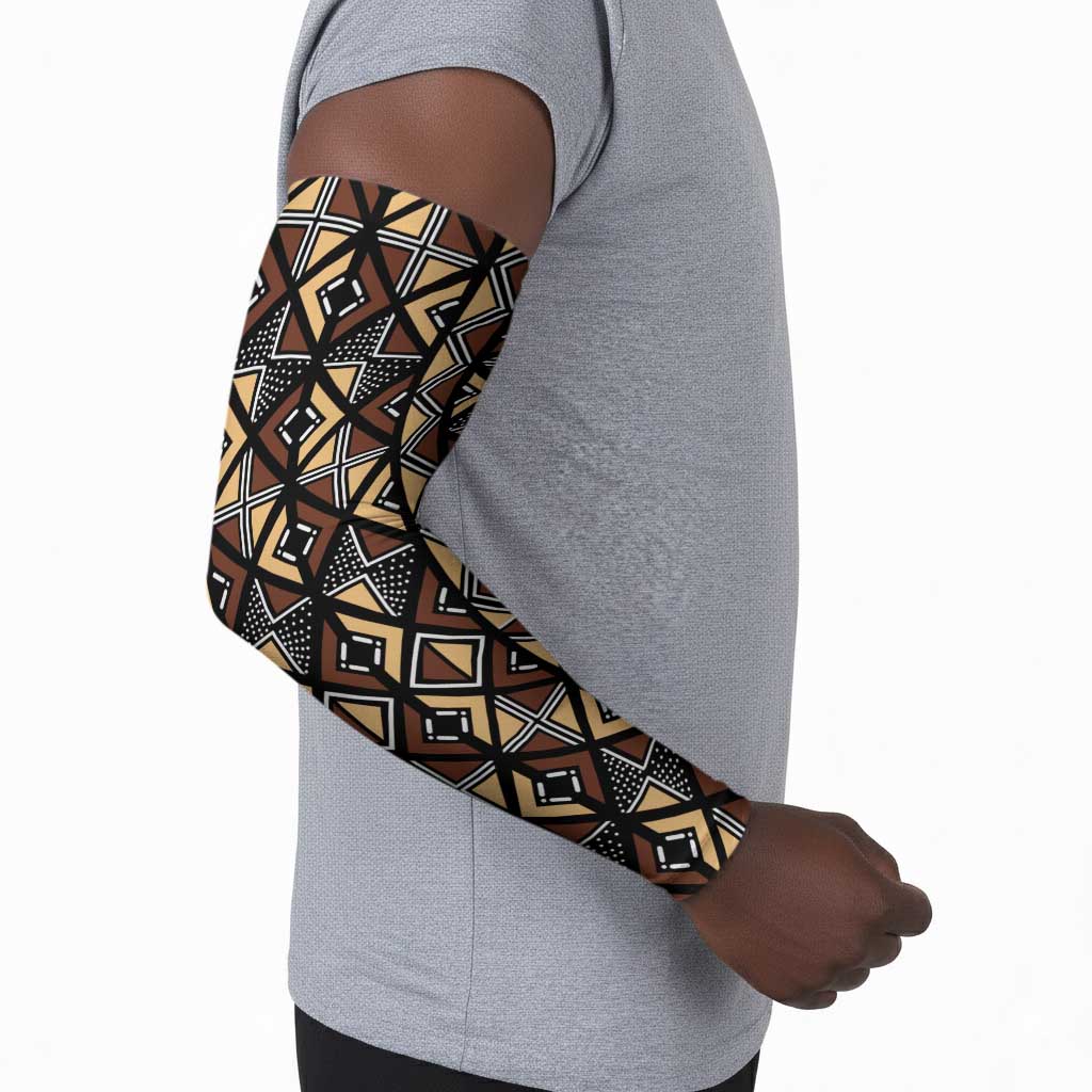 Mali Mud Cloth Legacy Pattern Arm Sleeves Ethnic Geometry Style