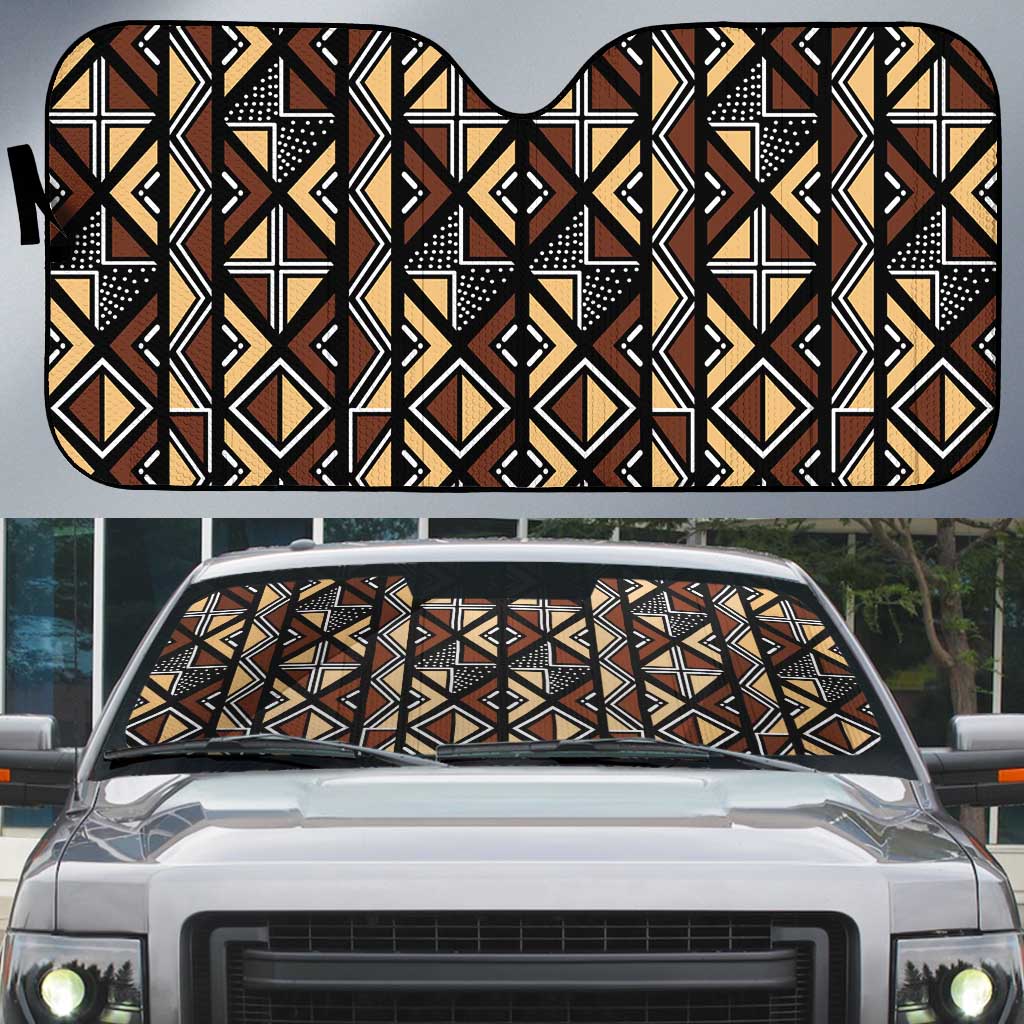 Mali Mud Cloth Legacy Pattern Auto Sun Shade Ethnic Geometry Style