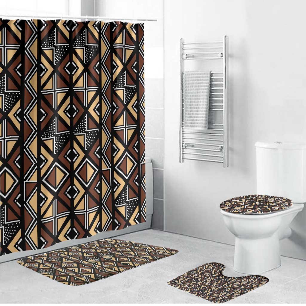 Mali Mud Cloth Legacy Pattern Bathroom Set Ethnic Geometry Style