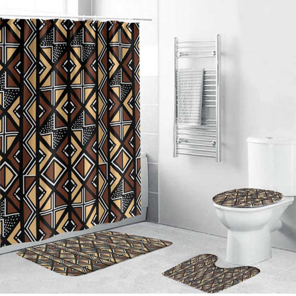 Mali Mud Cloth Legacy Pattern Bathroom Set Ethnic Geometry Style