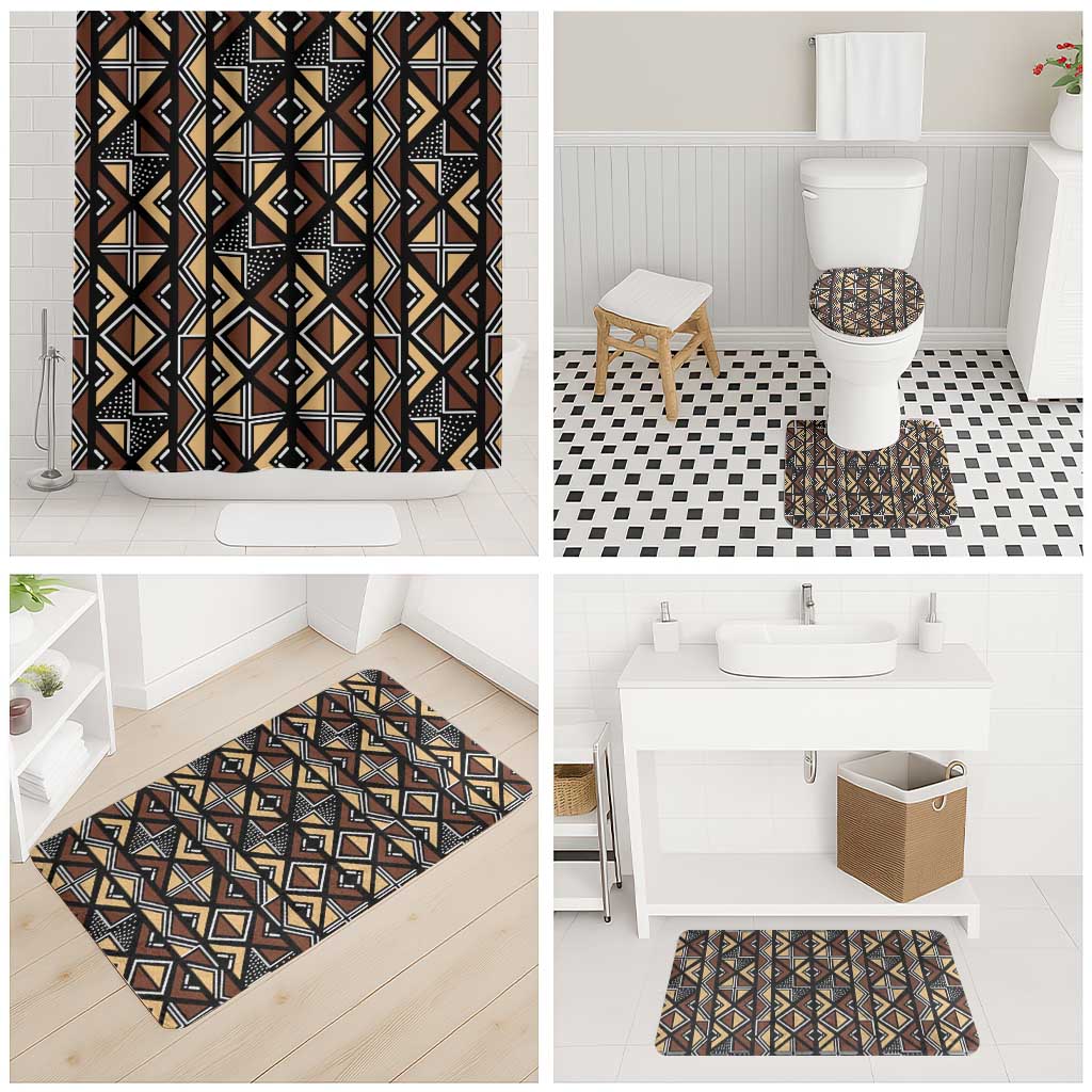 Mali Mud Cloth Legacy Pattern Bathroom Set Ethnic Geometry Style