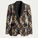 Mali Mud Cloth Legacy Pattern Blazer Ethnic Geometry Style