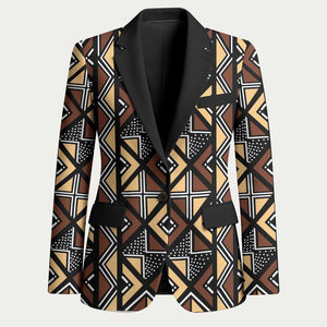 Mali Mud Cloth Legacy Pattern Blazer Ethnic Geometry Style