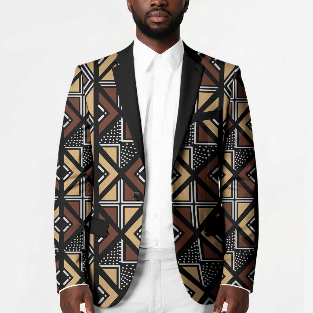 Mali Mud Cloth Legacy Pattern Blazer Ethnic Geometry Style