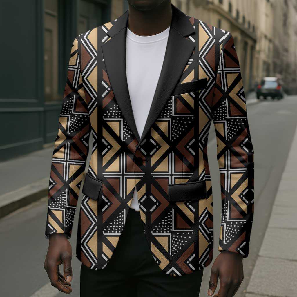 Mali Mud Cloth Legacy Pattern Blazer Ethnic Geometry Style