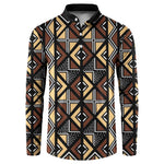 Mali Mud Cloth Legacy Pattern Button Sweatshirt Ethnic Geometry Style