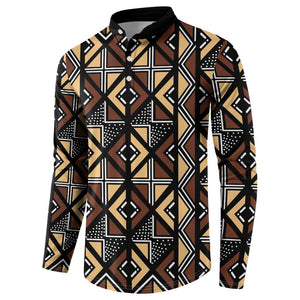 Mali Mud Cloth Legacy Pattern Button Sweatshirt Ethnic Geometry Style