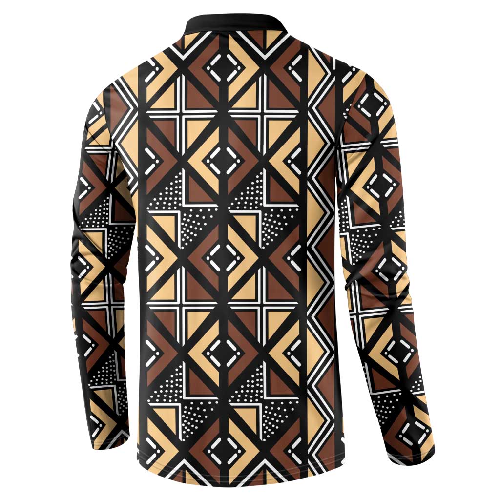 Mali Mud Cloth Legacy Pattern Button Sweatshirt Ethnic Geometry Style