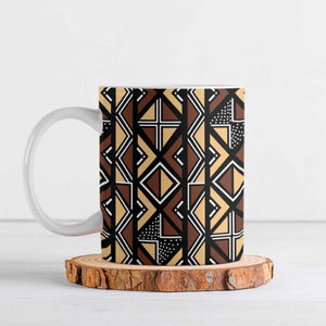 Mali Mud Cloth Legacy Pattern Ceramic Mug Ethnic Geometry Style
