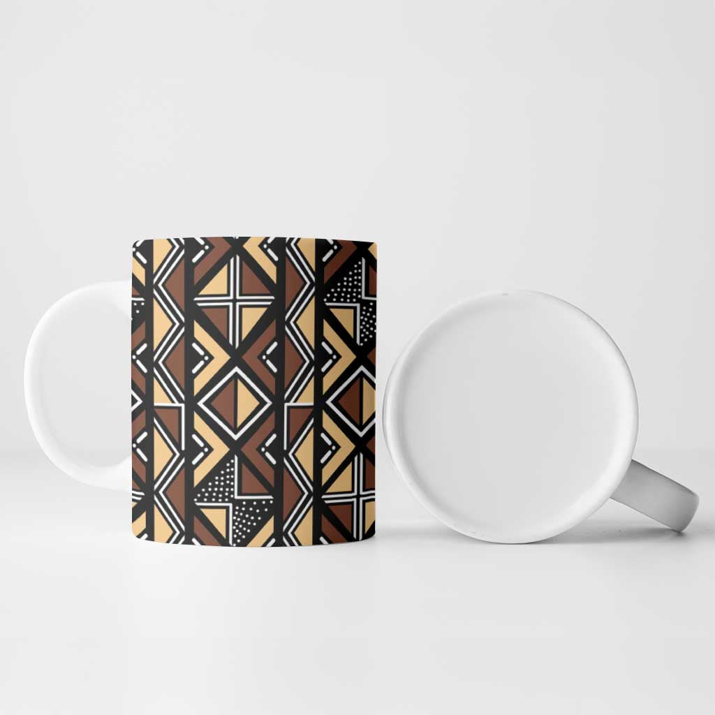 Mali Mud Cloth Legacy Pattern Ceramic Mug Ethnic Geometry Style