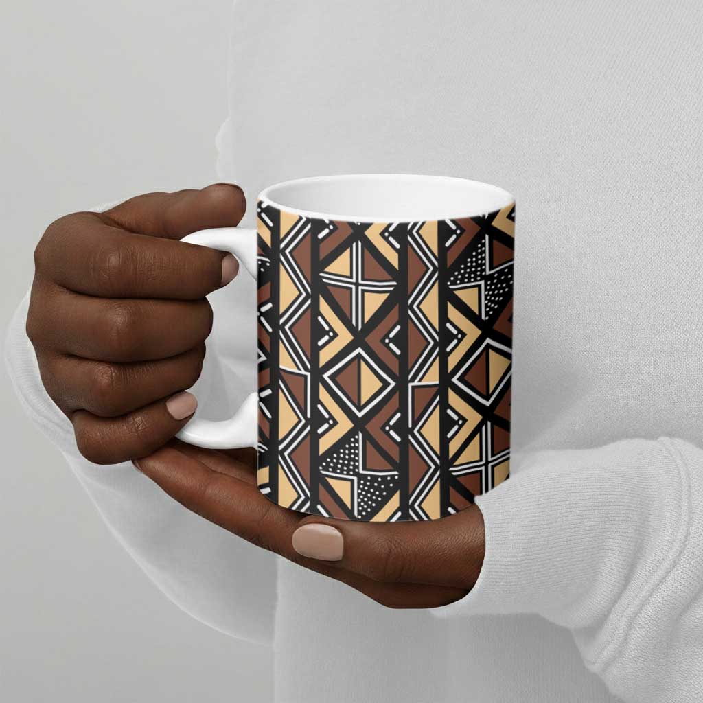Mali Mud Cloth Legacy Pattern Ceramic Mug Ethnic Geometry Style