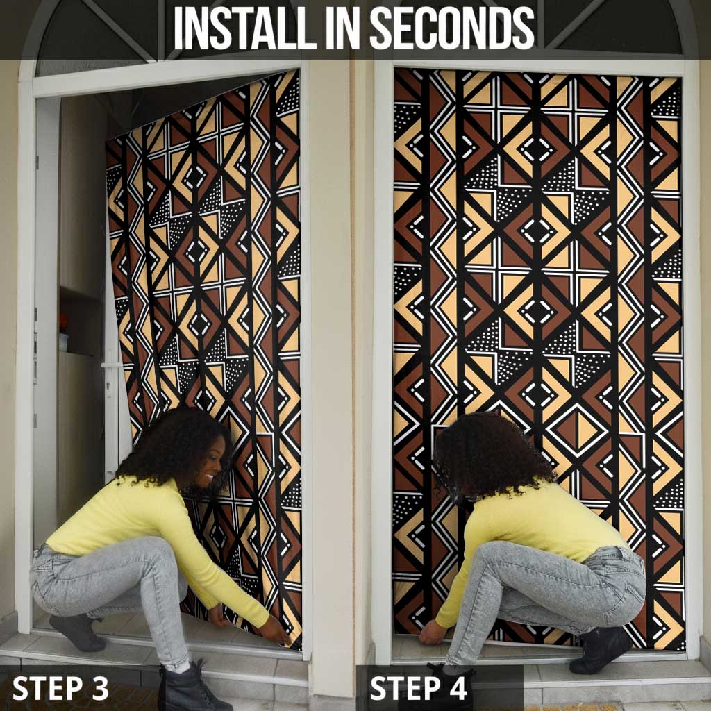 Mali Mud Cloth Legacy Pattern Door Cover Ethnic Geometry Style